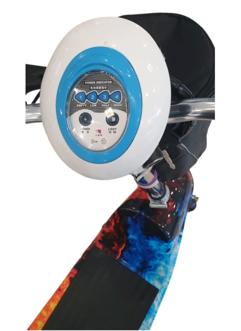 Ultimate Mobility Champion Scooter With Seat And Basket For Enhanced Convenience Flame
