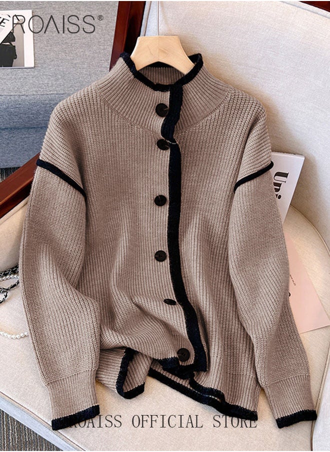 roaiss Ladies Knitted Cardigan Casual Regular Fit Long Sleeve Top Women Solid Color Cardigan Female Casual and Versatile Knitted Coat  - Image 5