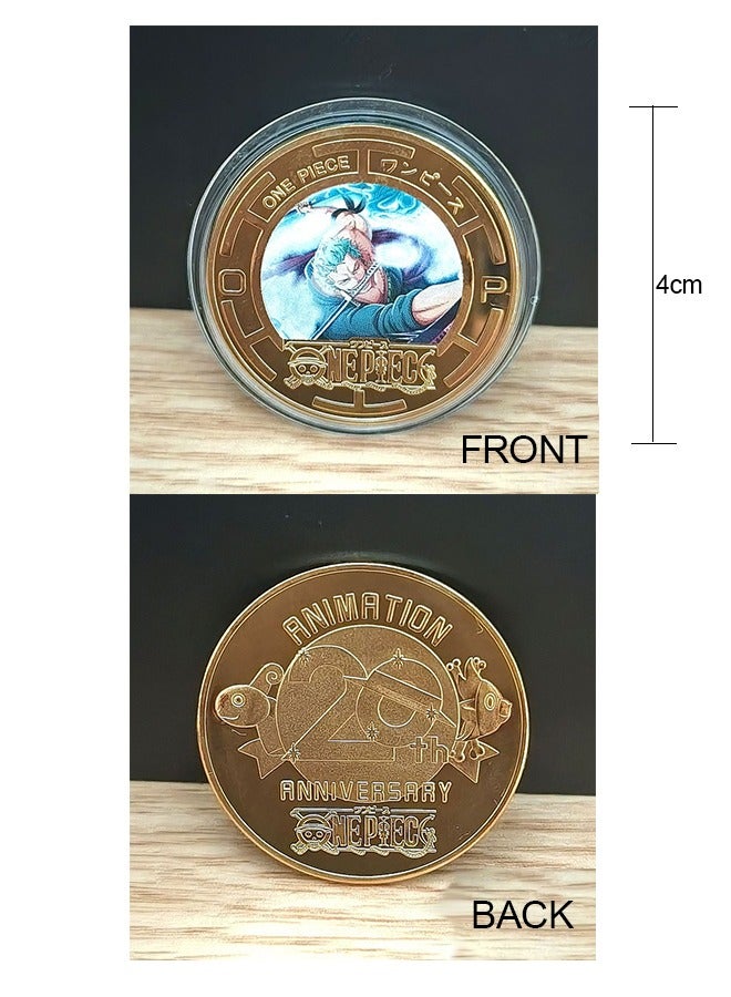 One Piece Zoro Figures, One Piece Zoro Stickers 50PCS, One Piece Zoro Commemorative Coins, Birthday Gifts, One Piece Fans - Image 4