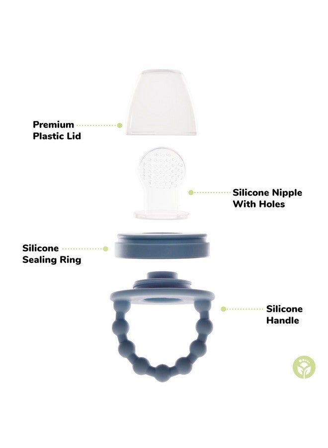 WeeSprout حافظات طعام الأطفال السيليكونية + صينية الفريزر للتحضير الجماعي، مجموعة من 2، تقديم أطعمة جديدة بأمان، تعمل كألعاب لتخفيف آلام التسنين، تشمل 2 كيس إضافي وأغطية للسفر، آمنة للغسل في غسالة الصحون - Image 2