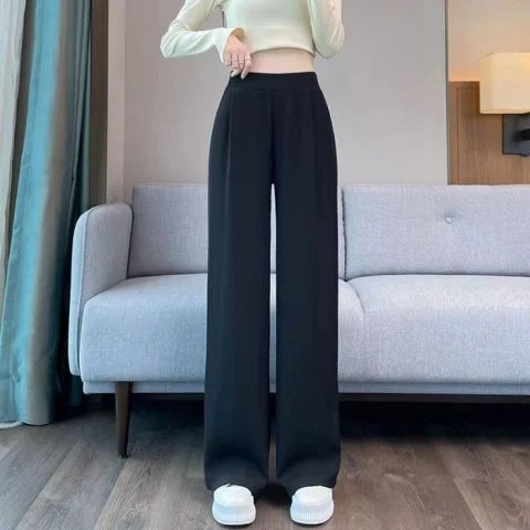 Wide Leg Pants Womens 2023 New Spring and Summer High Waist Loose Slimming Middle-aged Womens Pants Cropped Skirt Casual Pants Black