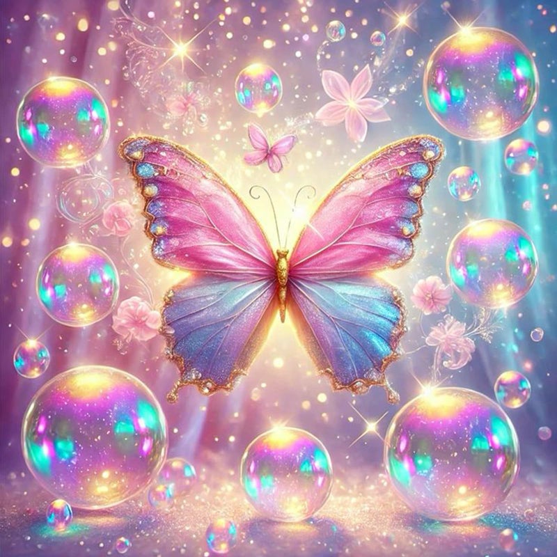 Okarina Diamond Art Kits for Adults Shiny Butterfly DIY 5D Diamond Painting Kit for Beginners Full Round Drill Gem Art Dots for Adults Perfect for Home Wall Decor 14X14 Inch - Image 2