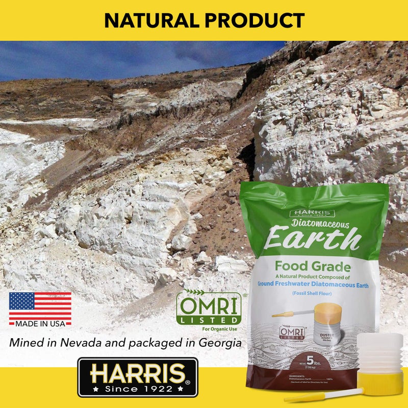 Harris Diatomaceous Earth Food Grade, 5lb with Powder Duster Included in The Bag, OMRI Listed Approved for Organic Use - Image 2