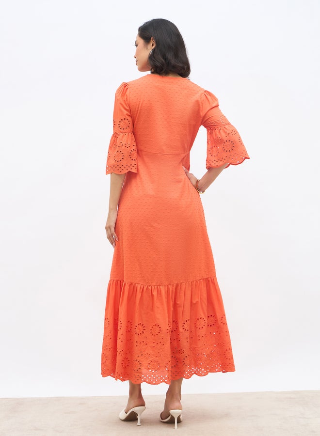 ستايلي فستان ماكسي - بأكمام ثلاثة أرباع مطرز - Image 5