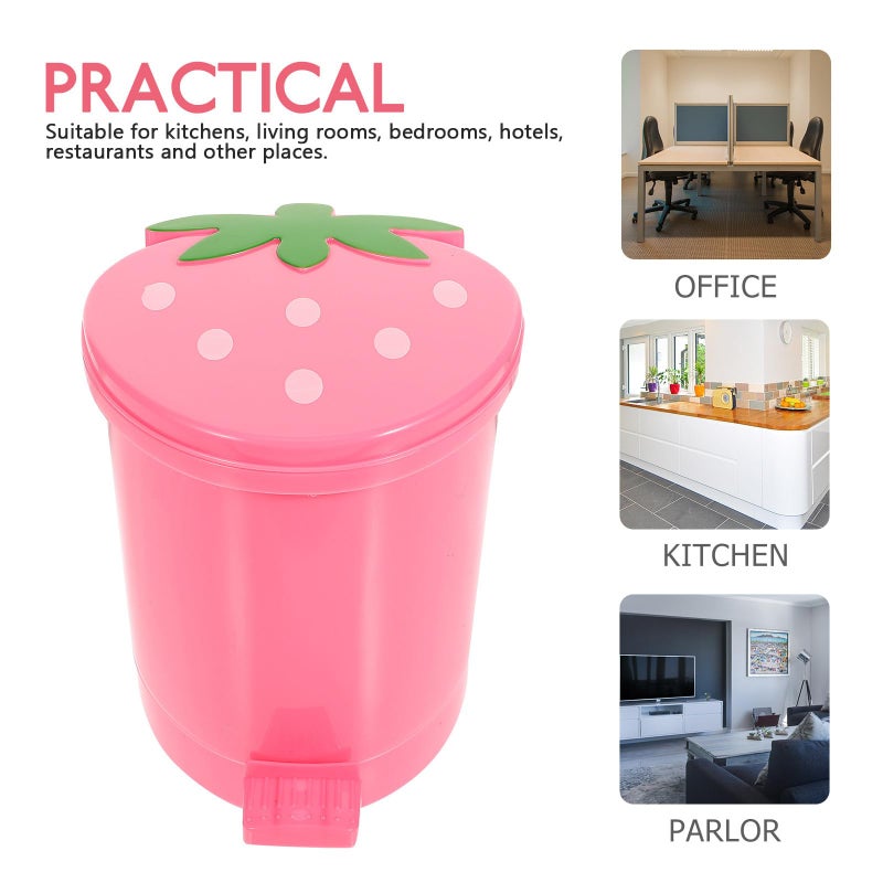Mini Trash Can With Lid Pink 16x16x14 5cm For Bedroom Desktop Kitchen Living Room - Image 4
