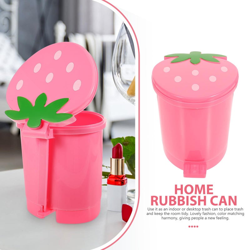 Mini Trash Can With Lid Pink 16x16x14 5cm For Bedroom Desktop Kitchen Living Room - Image 5
