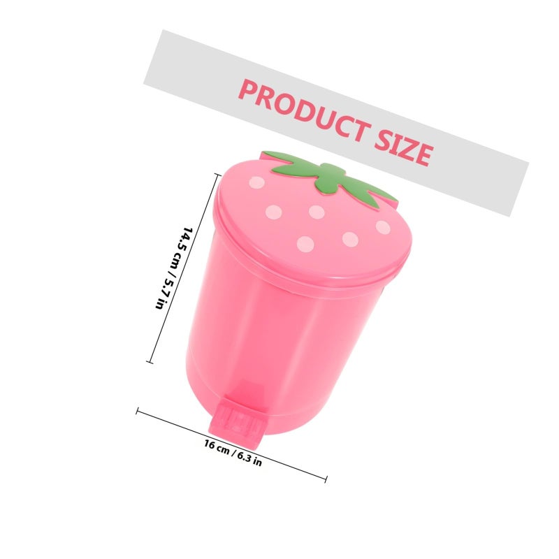 Mini Trash Can With Lid Pink 16x16x14 5cm For Bedroom Desktop Kitchen Living Room - Image 3