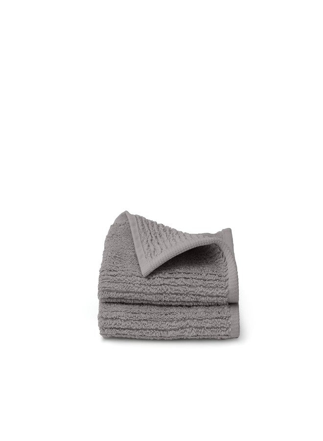 BOLL & BRANCH Turkish Ribbed Washcloth Set - Stone - 100% Organic Turkish Cotton - Soft Absorbent Luxury Spa Washcloths with Ribbed Texture - Quick Dry Bathroom Essentials Set of 2 - Image 1