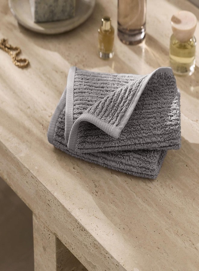 BOLL & BRANCH Turkish Ribbed Washcloth Set - Stone - 100% Organic Turkish Cotton - Soft Absorbent Luxury Spa Washcloths with Ribbed Texture - Quick Dry Bathroom Essentials Set of 2 - Image 3