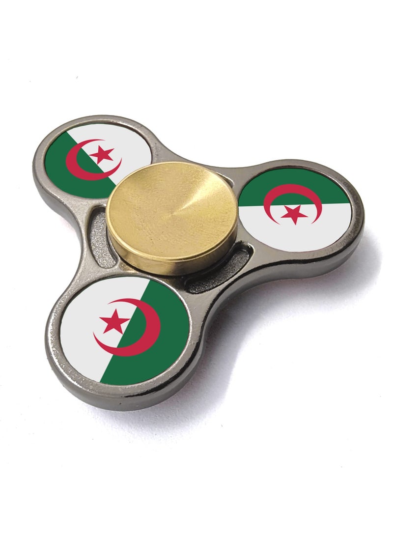 Smart Innovation Algerian Flag with Two-tone Colour Metal Fidget Spinner, Gunmetal/Gold - Image 1