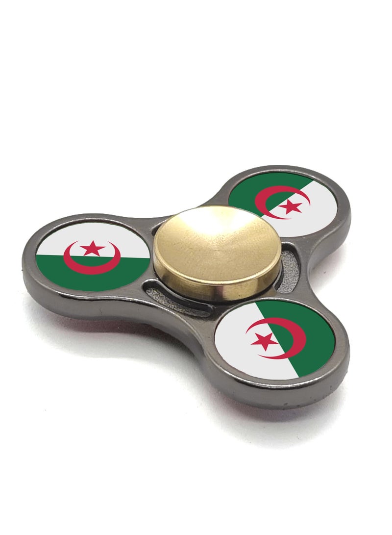 Smart Innovation Algerian Flag with Two-tone Colour Metal Fidget Spinner, Gunmetal/Gold - Image 2