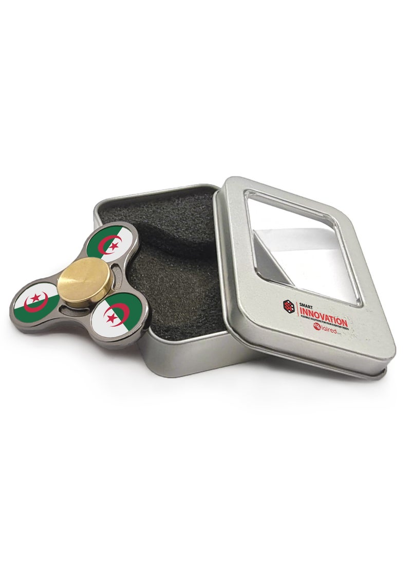 Smart Innovation Algerian Flag with Two-tone Colour Metal Fidget Spinner, Gunmetal/Gold - Image 3