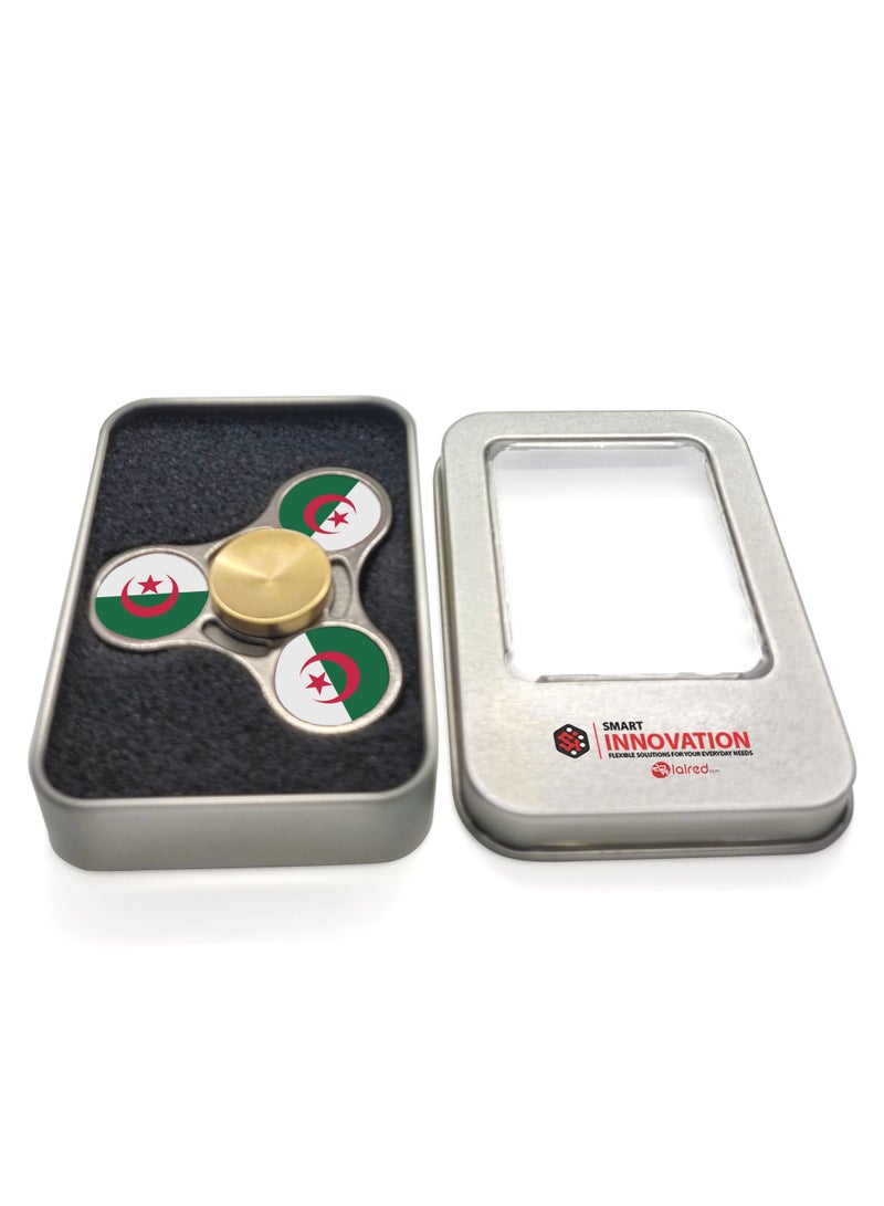 Smart Innovation Algerian Flag with Two-tone Colour Metal Fidget Spinner, Gunmetal/Gold - Image 4