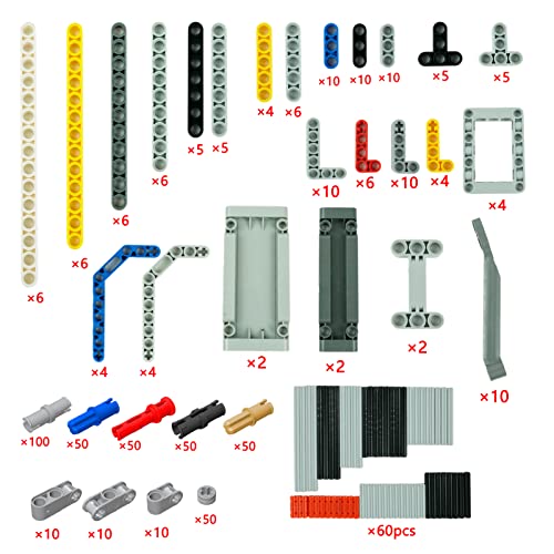 BroTex Technical Parts Pieces Sets Liftarm Beams Bricks Bulk Axles Pins Panels Frame Beams Connectors, 580 Pieces Compatible with Technic-Block MOC Buildings Toys for Boys Adults Kids Age 6+ - Image 2