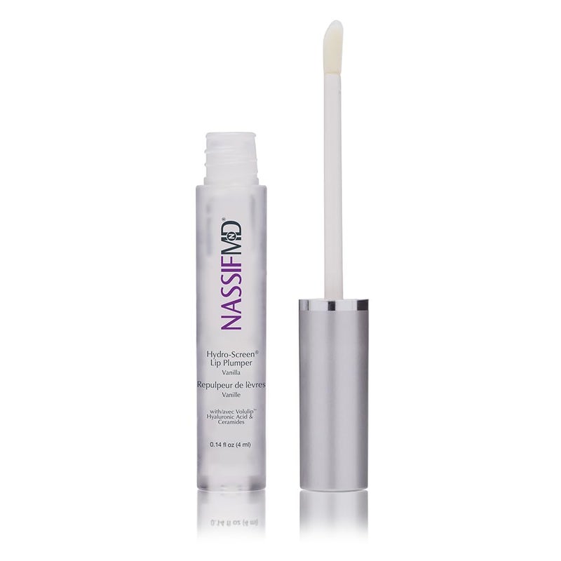 NassifMD Hydro-Screen with Hyaluronic Acid Lip Pluming Oil Formula for Dry Lips, Hydrating Softening Lip Maximizing Serum, Ceramide Jojoba Glaze Gloss - Image 1
