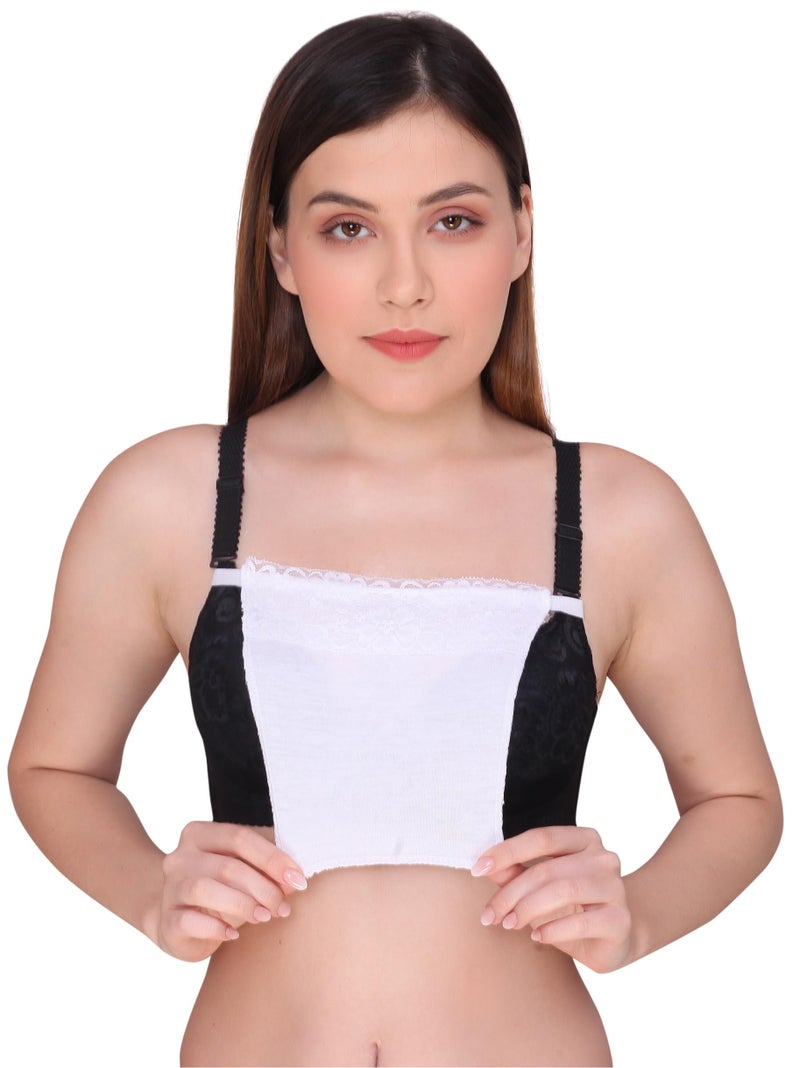 PLUMBURY Women's Cotton Spandex Clip-On Mock Camisole with Lace Camisecret -Set of 4 Black/White/Beige/Grey (ONE Size) - Image 2