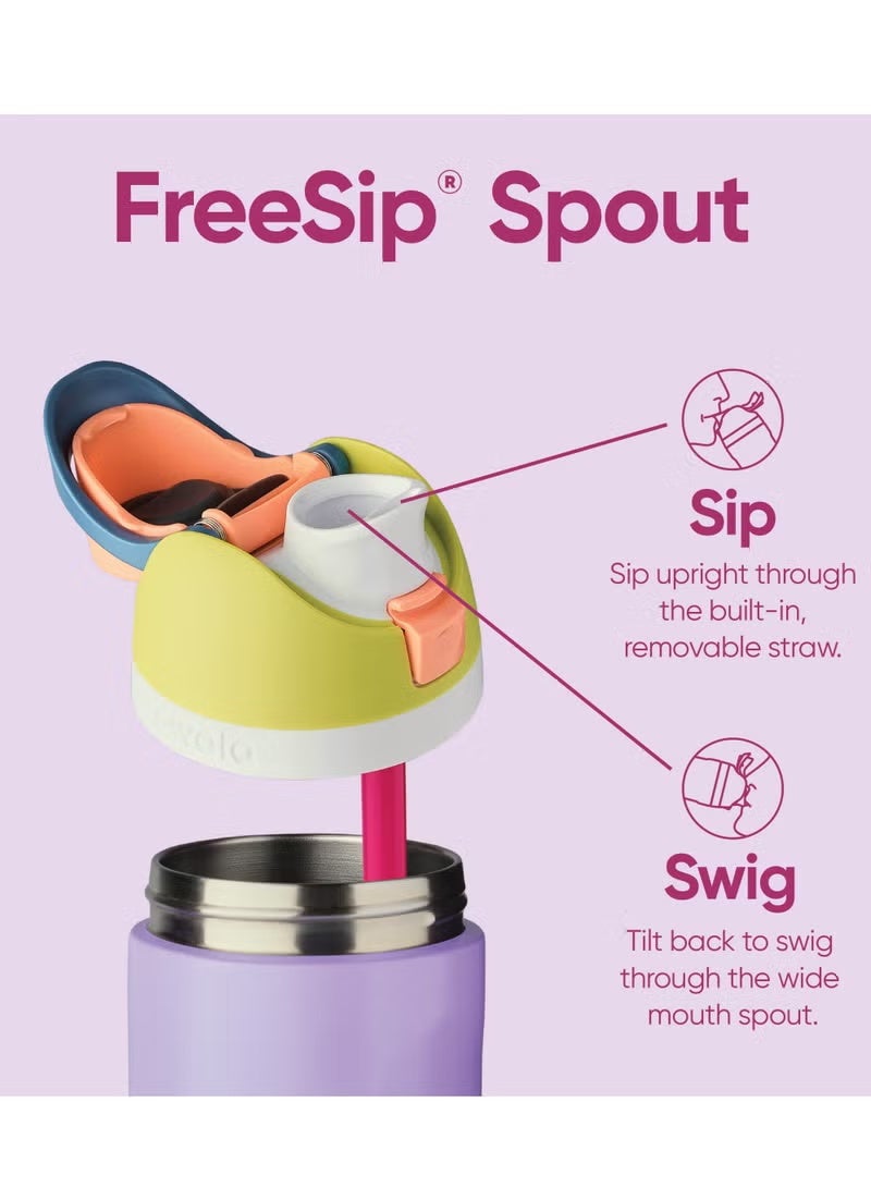 Freesip معزولة زجاجة مياه الفولاذ المقاوم للصدأ مع القش للرياضة والسفر، Bpa-Free، 24 أوقية، الأزرق والأبيض - Image 2