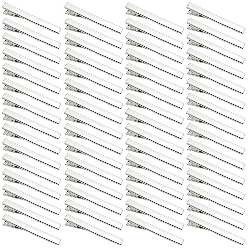 Bantoye 60 Pcs Alligator Curl Clips Bantoye 256 Inch Flat Single Prong Clips Hair Accessories for Hair Styling Coloring Silver