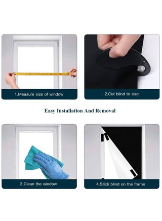 Blackout Curtain, 5 Pcs Set Blackout Shade with Velcro Strips, Portable Blackout Window Cover for Bedroom, Travel, Baby Nursery Black Oxford fabric 145cm x 200cm - view 5