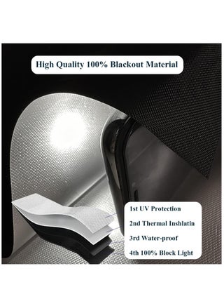 Blackout Curtain, 5 Pcs Set Blackout Shade with Velcro Strips, Portable Blackout Window Cover for Bedroom, Travel, Baby Nursery Black Oxford fabric 145cm x 200cm - view 3