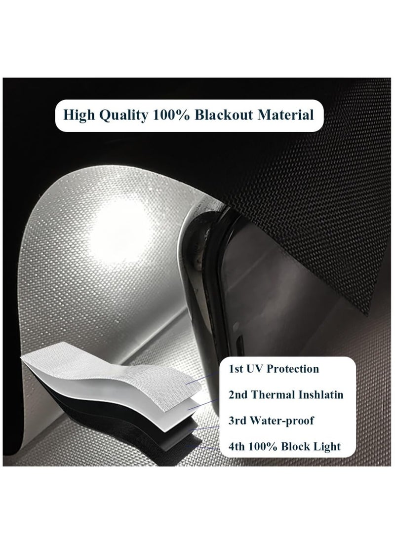 Arabest Blackout Curtain, 5 Pcs Set Blackout Shade with Velcro Strips, Portable Blackout Window Cover for Bedroom, Travel, Baby Nursery Black Oxford fabric 145cm x 200cm  - Image 3