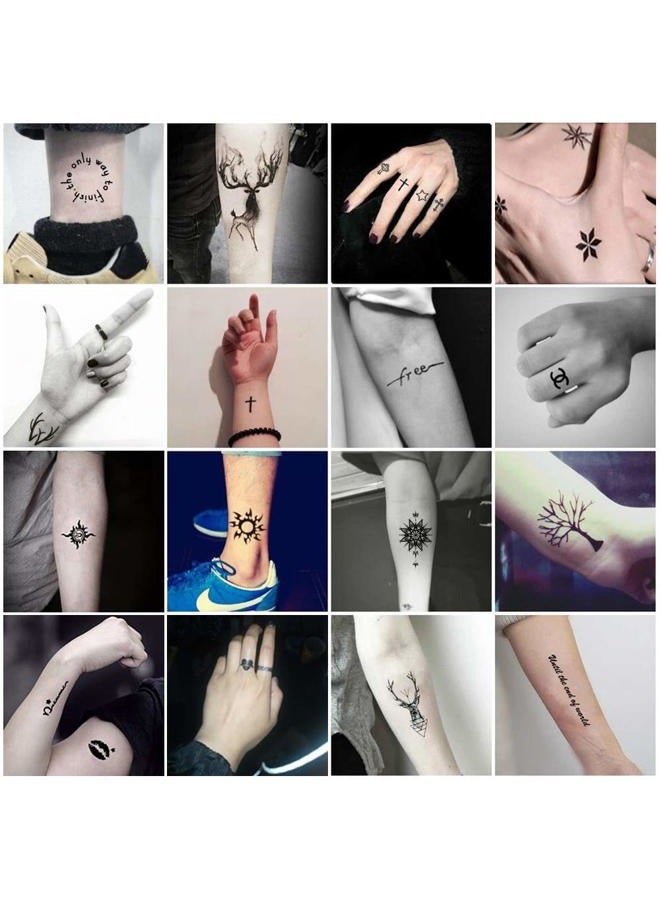 Jacknb Temporary Tattoo Kit, Semi Permanent Tattoo Jagua Gel Freehand Ink 4 Bottles 2oz DIY Tattoos Fake Freckles Temp Tattoos for Women Kids Men Body Art Markers 40 Pcs Free Tattoos Stencils - Image 2