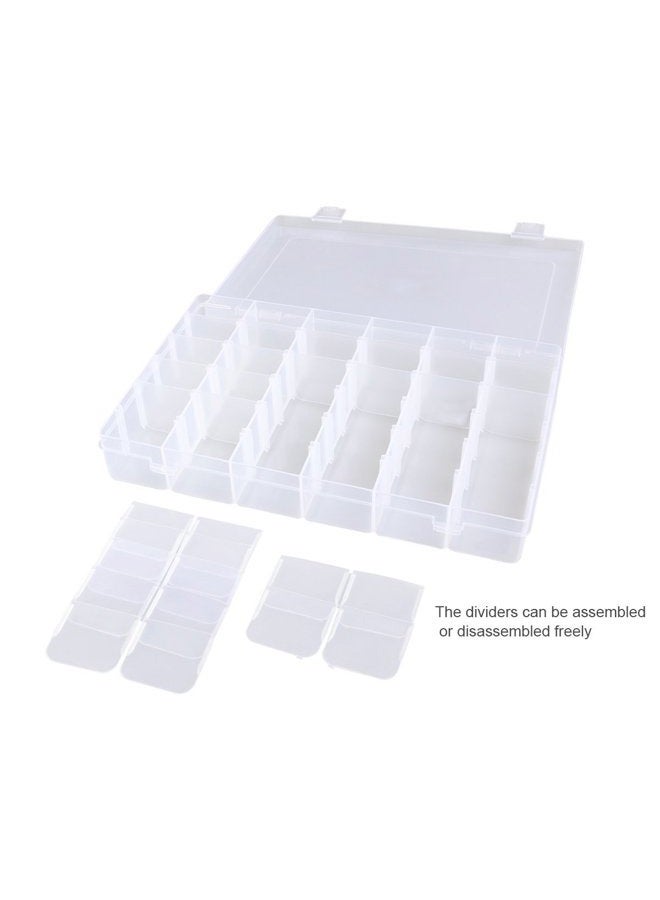 OULII Clear Plastic Jewelry Box Organizer Storage Container with Adjustable Dividers 36 Grids for Home Storage and Organizers - Image 3