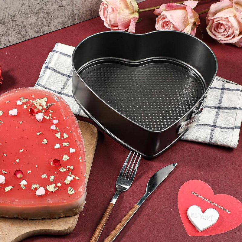 Webake 9in Heart Shaped Nonstick Springform Pan, Ideal for Cheesecakes, Quiches, Black - Image 2
