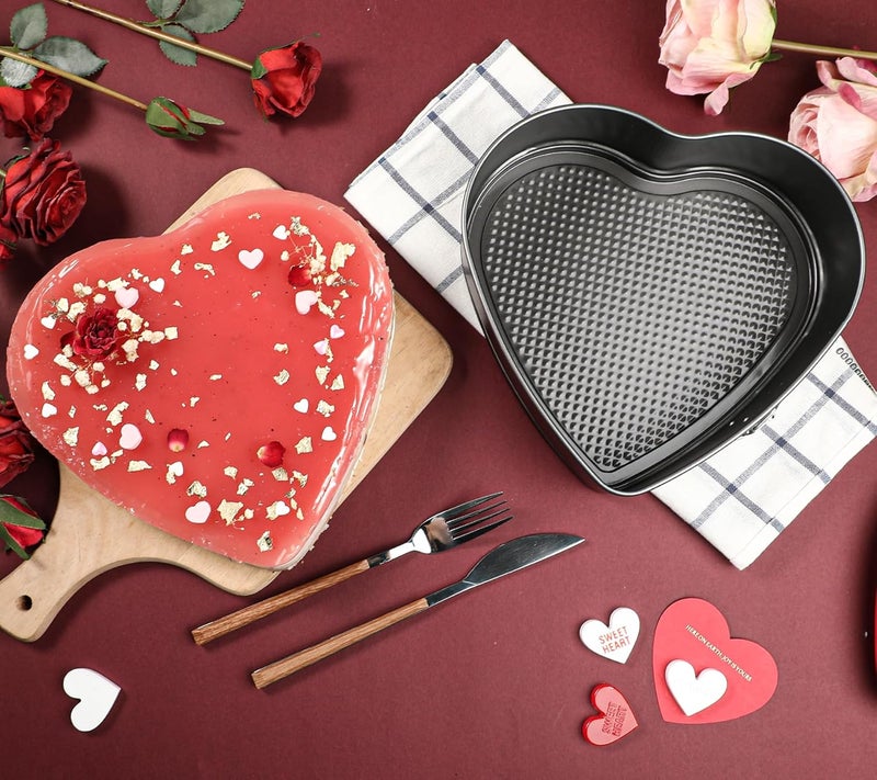 Webake 9in Heart Shaped Nonstick Springform Pan, Ideal for Cheesecakes, Quiches, Black - Image 4