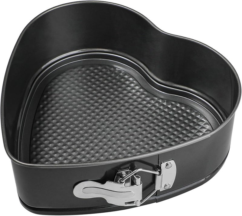 Webake 9in Heart Shaped Nonstick Springform Pan, Ideal for Cheesecakes, Quiches, Black - Image 1