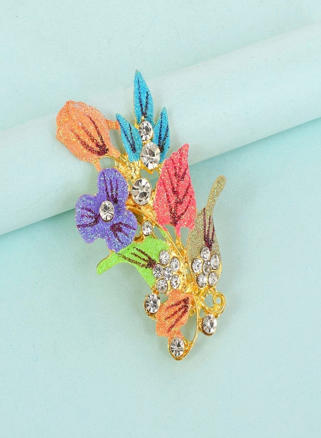 Memoir Brass Goldplated floral Bouquet design Zari Finish Sareepin Dupatta pin Brooch Men Women (SPDM3616) - Image 4