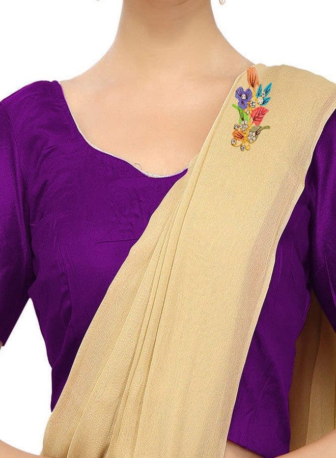Memoir Brass Goldplated floral Bouquet design Zari Finish Sareepin Dupatta pin Brooch Men Women (SPDM3616) - Image 5