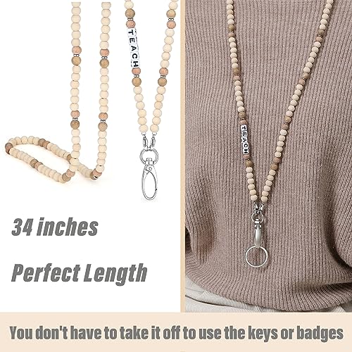 SAM & LORI Teacher Lanyard Teacher Appreciation Gifts Teacher Lanyards for Id Badges and Keys Lanyards for Id Badges for Women Cute Beaded Personalized With Id Holder Valentines Christmas Day - Image 4