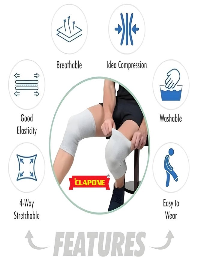 CLAPONE Knee Warmers, Long Cotton Knee Sleeves - For Women, Men, Circulation Improvement and Joint Pain Relief for Arthritis Knees, Knitted Binchotan Yarn, Thick, One Pair (Grey, XL) (Gray, XL) - Image 4