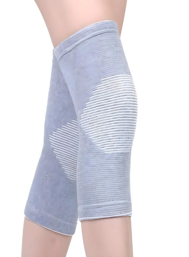 CLAPONE Knee Warmers, Long Cotton Knee Sleeves - For Women, Men, Circulation Improvement and Joint Pain Relief for Arthritis Knees, Knitted Binchotan Yarn, Thick, One Pair (Grey, XL) (Gray, XL) - Image 1
