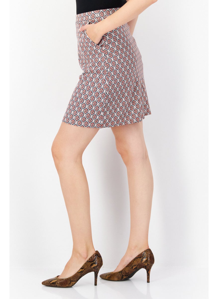 Zero - Women Allover Pattern Midi Skirt, Brown - Image 1