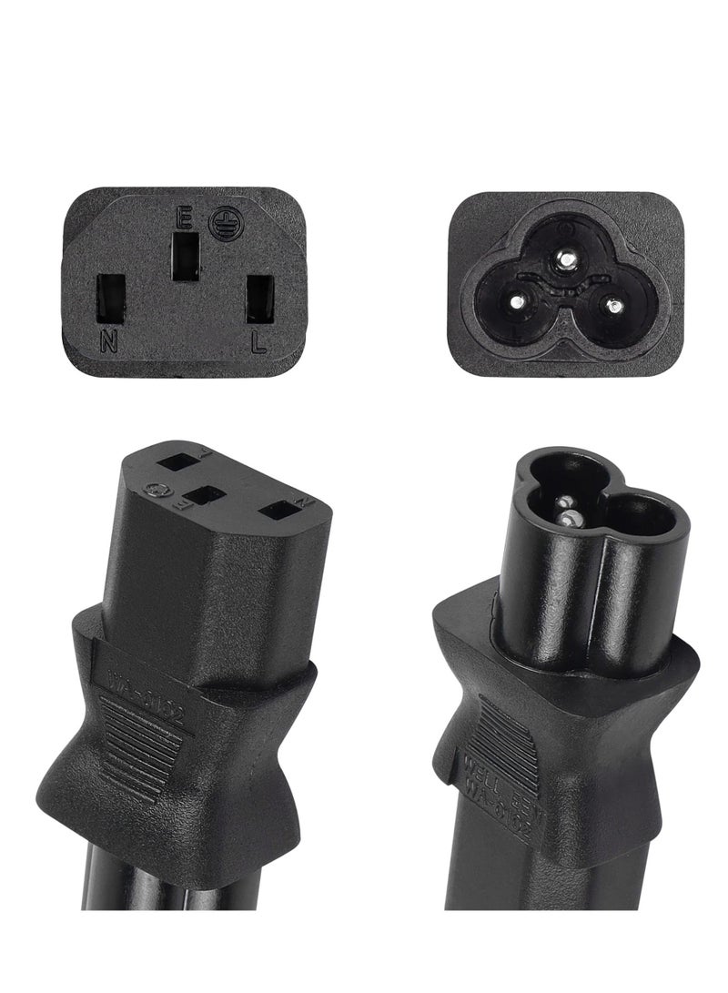 Excefore 2 Pack C13 Female to Male C6 Power Adapter, C13 to C6 3-Pin AC Converter Plug, Laptop Mains Cable Converter - Image 2