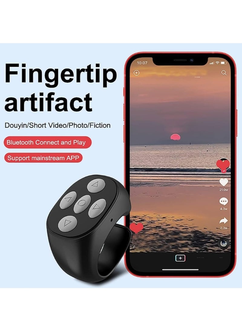 بيوينتي TIK TOK Bluetooth Remote Control  Turner for iPhone iPad Android, Mini TIK TOK Wireless Scrolling Ring, Cell Phone Camera Shutter Selfie Remote, Fashion Smart Ring Remote  - Image 2