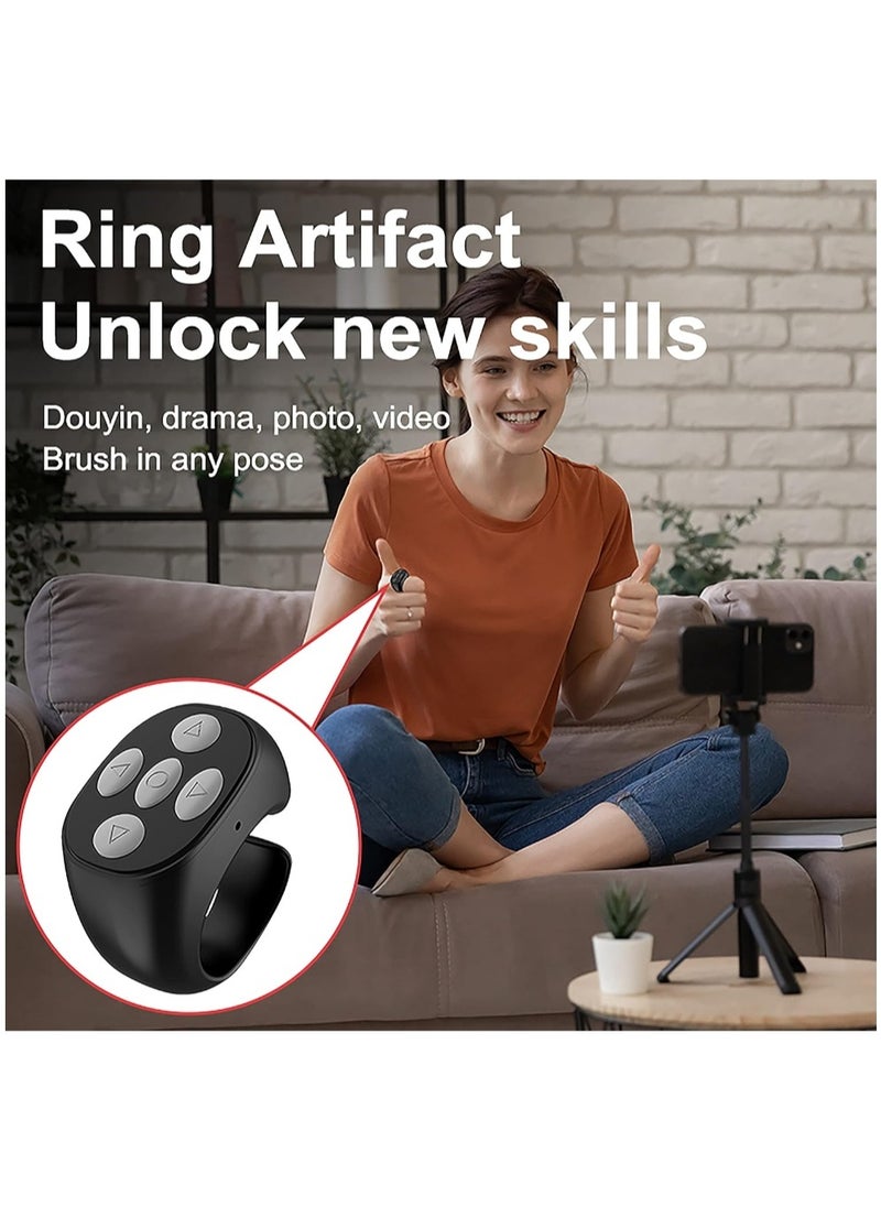 بيوينتي TIK TOK Bluetooth Remote Control  Turner for iPhone iPad Android, Mini TIK TOK Wireless Scrolling Ring, Cell Phone Camera Shutter Selfie Remote, Fashion Smart Ring Remote  - Image 4