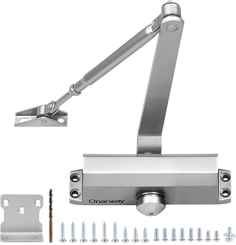 Onarway Quiet-Close Door Closer for Home: Hydraulic Automatic with Adjustable Speed for Residential Doors (57.3-95lbs) | Soft Close & Easy Install (Size 2) - Image 1
