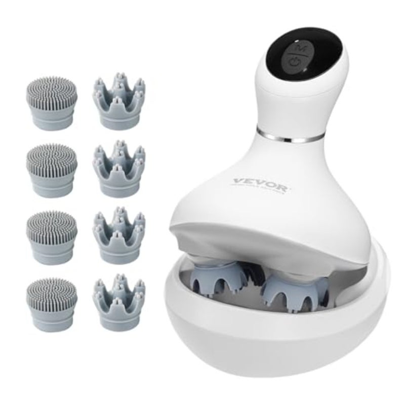 Electric Scalp Massager, Rechargeable Head Massager Hair Growth, IPX7 Waterproof Portable Kneading Scalp Scratcher with 8 Removable Massage Head for Stress Relief, Deep Clean, Gift for Mom/Dad - Image 1