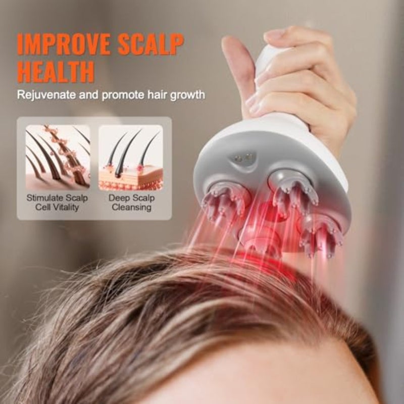 Electric Scalp Massager, Rechargeable Head Massager Hair Growth, IPX7 Waterproof Portable Kneading Scalp Scratcher with 8 Removable Massage Head for Stress Relief, Deep Clean, Gift for Mom/Dad - Image 3