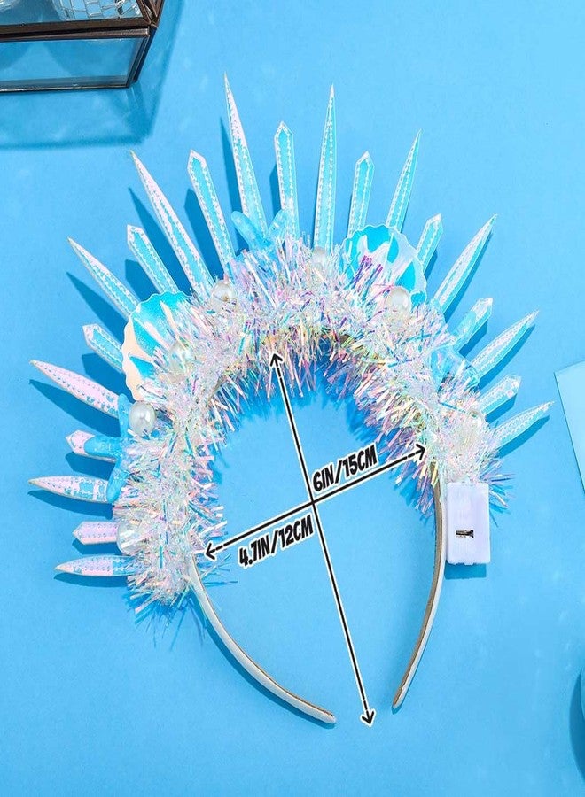 Urieo Shell Light Up Headband Glowing Starfish Hair Band LED Pearl Mermaid Costume Hair Accessories for Women - Image 2