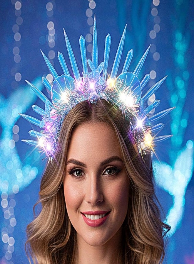 Urieo Shell Light Up Headband Glowing Starfish Hair Band LED Pearl Mermaid Costume Hair Accessories for Women - Image 3