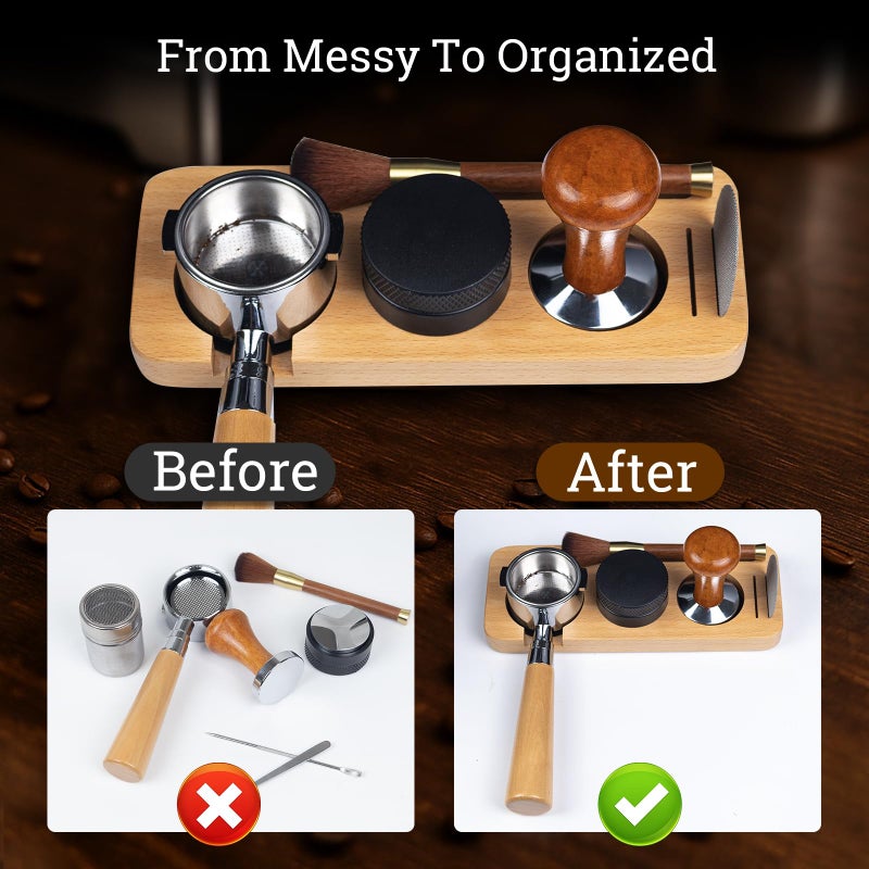DigNew 28PCS Espresso Accessories Kit,51mm Espresso Tamper Tools,Includes Wood Station,Distributor,Stirrer,Dosing Funnel,Brush,Puck Screen,Frothing Pitcher,Latte Pen,Powder Ring,Towel,Decorative Stencils - Image 2