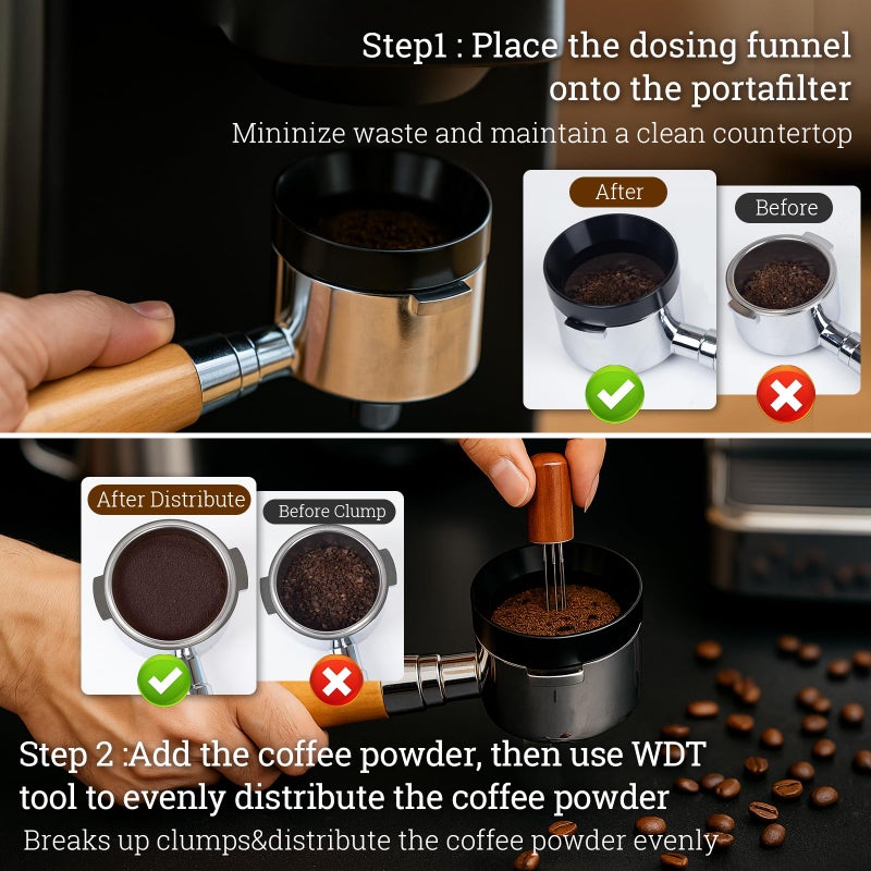 DigNew 28PCS Espresso Accessories Kit,51mm Espresso Tamper Tools,Includes Wood Station,Distributor,Stirrer,Dosing Funnel,Brush,Puck Screen,Frothing Pitcher,Latte Pen,Powder Ring,Towel,Decorative Stencils - Image 3