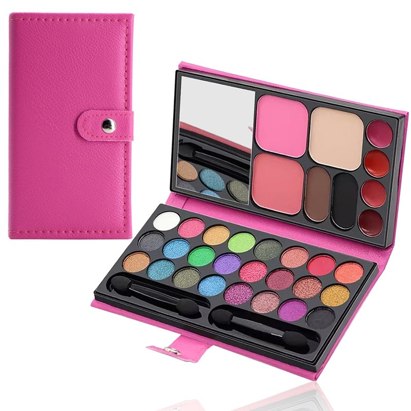 RevoNext Portable Real Kids Makeup Kit for Girls Washable Children's Play Makeup Set with Brush Teens Makeup Pallete Gift Set in Halloween Birthday Party (33 color red) - Image 1