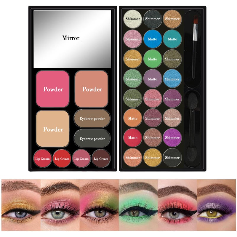 RevoNext Portable Real Kids Makeup Kit for Girls Washable Children's Play Makeup Set with Brush Teens Makeup Pallete Gift Set in Halloween Birthday Party (33 color red) - Image 2