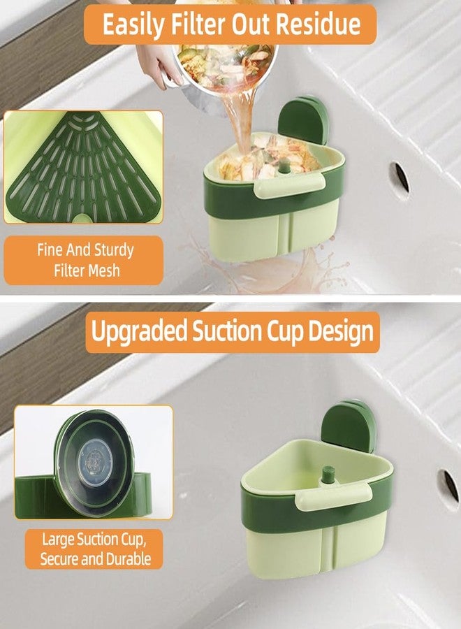 Abnaok Suction Cup Sink Corner Rack Corner Sink Strainer Basket, Automatic Dumping Suction Cup Press Sinks Drainer Basket,Faucet Sponge Storage Rack Food Waste Catcher for Sink - Image 4