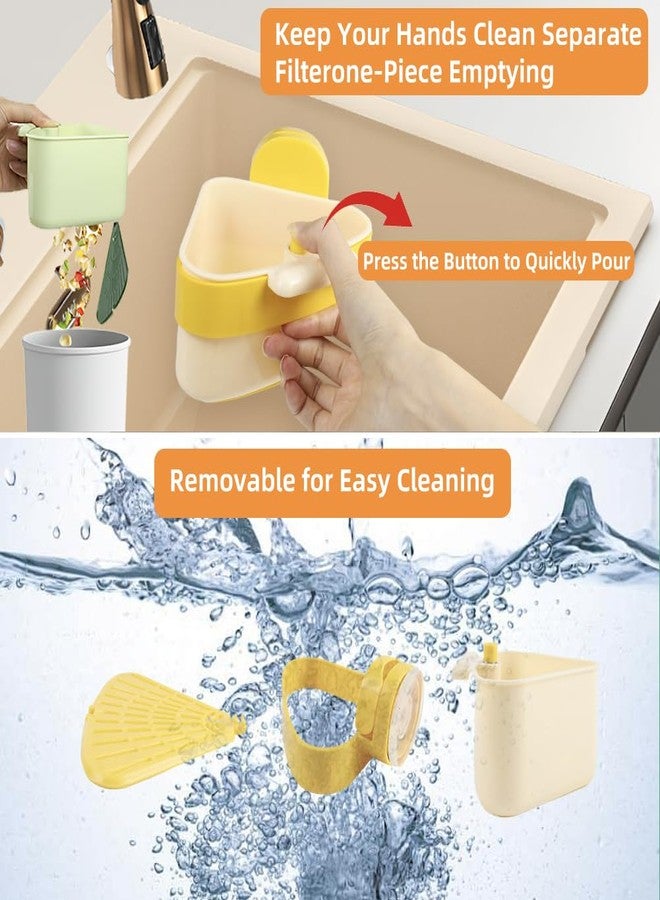 Abnaok Suction Cup Sink Corner Rack Corner Sink Strainer Basket, Automatic Dumping Suction Cup Press Sinks Drainer Basket,Faucet Sponge Storage Rack Food Waste Catcher for Sink - Image 5